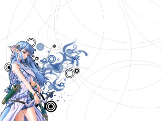 Elf sword woman blue hair - swirl free wallpaper
