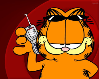 Cartoon cat cellphone sunglasses head - its ear free wallpaper