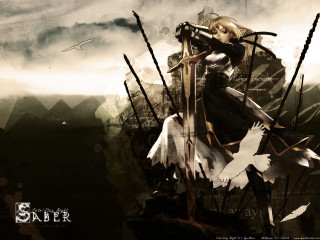 Woman sword field birds gothic - ann thetis blacker free wallpaper