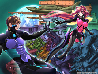 Anime girls city moon mecha - a clock tower free wallpaper