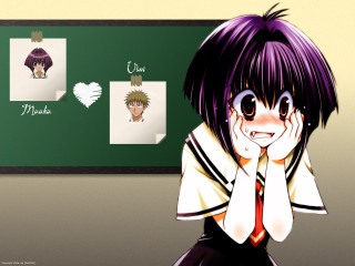 Aya purple hair yandere schoolgirl - an anime drawing free wallpaper for desktop