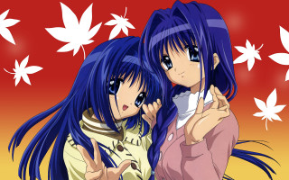 Anime girls blue hair autumn - a picture free wallpaper