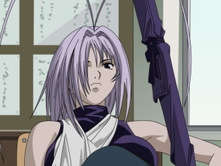 Purple hair woman umbrella portrait - yukito kishiro free wallpaper