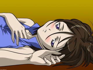 Woman hand head chest yellow - half body free wallpaper