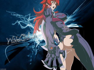 Red haired woman sword blue 2 - lightening free wallpaper