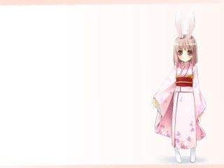 Pink kimono rabbit ears anime - a pink dress free wallpaper