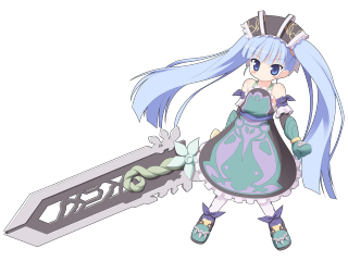 Blue haired girl sword armor - a giant sword free wallpaper