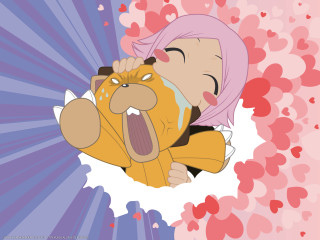 Cartoon character lovestruck blushing hearts - detailed free wallpaper