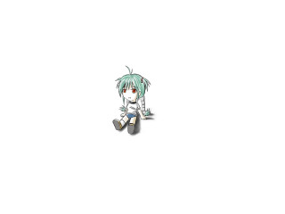 Cartoon character green hair white - small free wallpaper