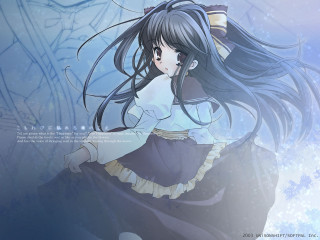 Girl longhair snow wind bow - the wind free wallpaper