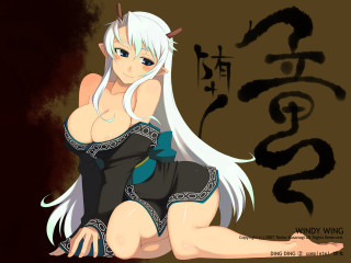 White haired woman black dress 4 - ukiyoe free wallpaper