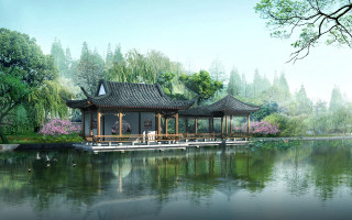 Pavilion lake duck tree background - a duck free wallpaper