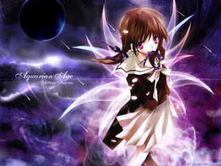 Girl butterfly wings purple starry - a blue ball free wallpaper