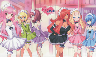 Anime girls maid apron building - official art free wallpaper for desktop