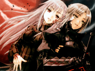 Anime gothic blooded armor bird - bloody free wallpaper