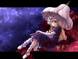 Girl whitehat dress redchair purplebackground - a white hat free wallpaper