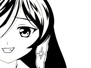 Black white girl long hair 3 - lineart free wallpaper