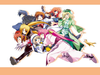 Anime magicalgirls wings blonde blueeyes - a group of anime characters free wallpaper