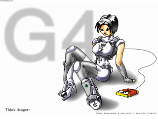 Cartoon girl toyrobot g4 logo - game art free wallpaper