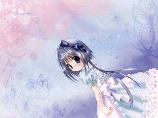 Girl white dress bow butterfly - a bow free wallpaper