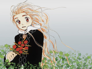 Girl roses white shirt flowers - eddie campbell free wallpaper