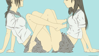 Couple sitting illusion giantess anime - amano free wallpaper