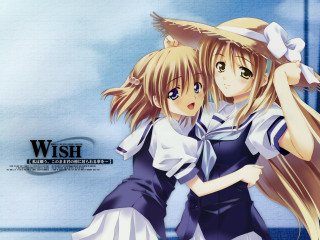 Anime girls hug hats long - lostfish free wallpaper