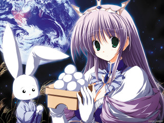 Girl long hair eggs rabbit - long hair holding free wallpaper