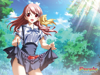 Girl dress woods blowing hair - berry free wallpaper