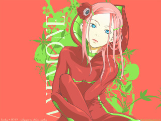Pink haired woman green chair - neoexpressionism free wallpaper