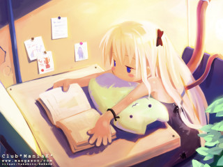Girl reading stuffed animal blonde - stuffed free wallpaper