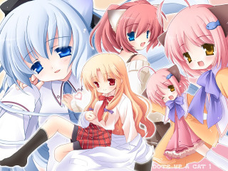 Anime girls pink hair blue 13 - net art free wallpaper