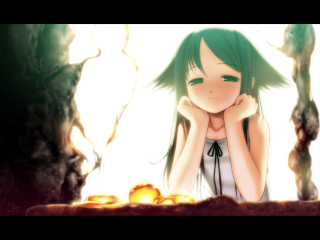 Green hair girl tree light - green hair free wallpaper