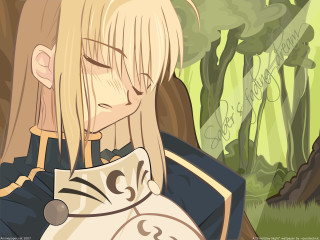 Anime girl blonde hair cat 3 - cel free wallpaper for desktop