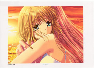 Girl blue eyes city sunset - visual free wallpaper