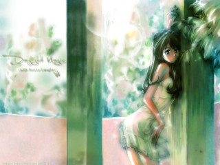 Girl dress leaning tree green - a green plant in the foreground free wallpaper