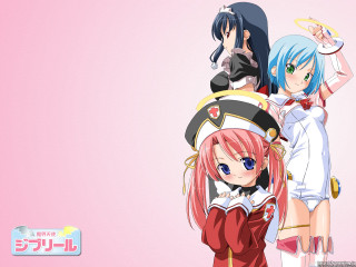 Anime girls pink background blue 2 - rayonism free wallpaper