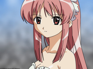 Pink hair white dress anime 3 - a blue sky behind her free wallpaper