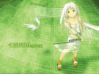White haired girl flying bird - overhead free wallpaper