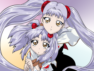 Anime 2girls longhair bigeyes bow - a red bow free wallpaper
