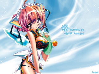 Anime girl sword bikini blue - net art free wallpaper
