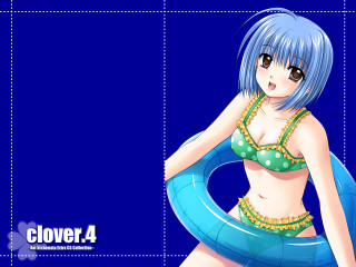 Cartoon girl bikini blue background - 4k resolution free wallpaper