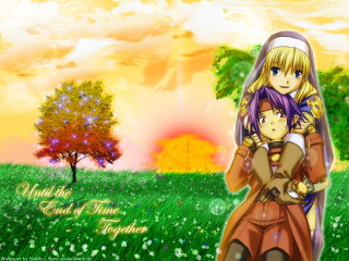 Woman child field sunset neo - the background and a sunset in the background free wallpaper