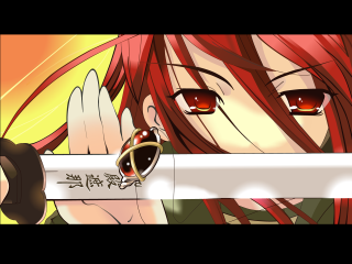 Redhair girl sword behindhead serious - her hand behind her head free wallpaper