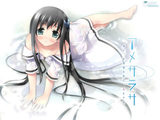 Girl longhair whiteDress blush blackHair - her stomach free wallpaper