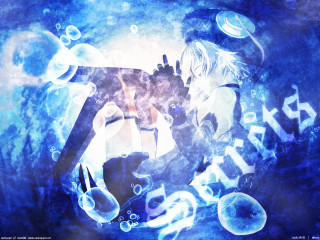 Woman floating bubbles blue hologram - a woman holding free wallpaper