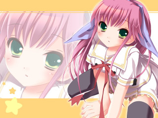 Pink hair green eyes schoolgirl - pink hair free wallpaper