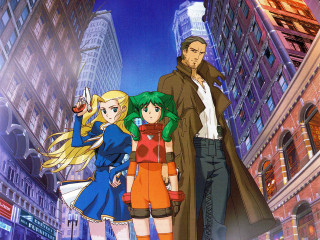 Anime cityscape neo futurism characters - a city street free wallpaper