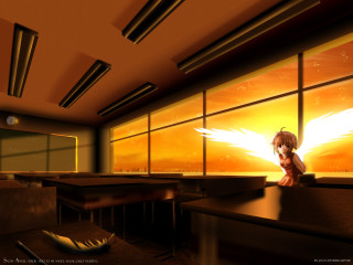 Girl classroom banana desk window - a window behind her free wallpaper