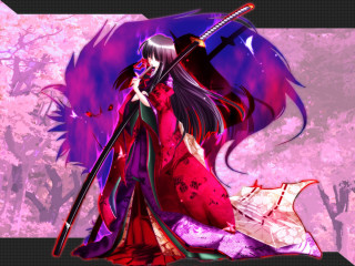 Red dress woman sword purple - a sword free wallpaper for desktop